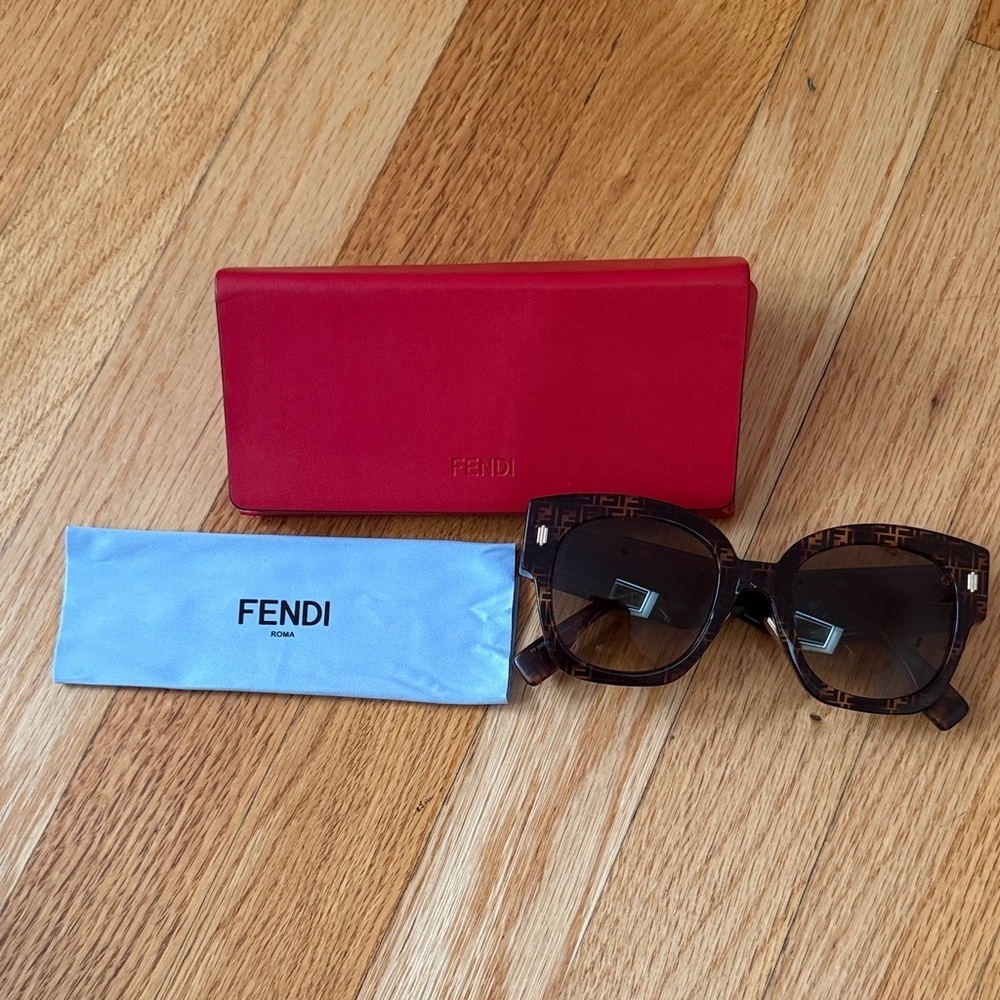 Fendi Tortoise Sunglasses with Bold Red Case